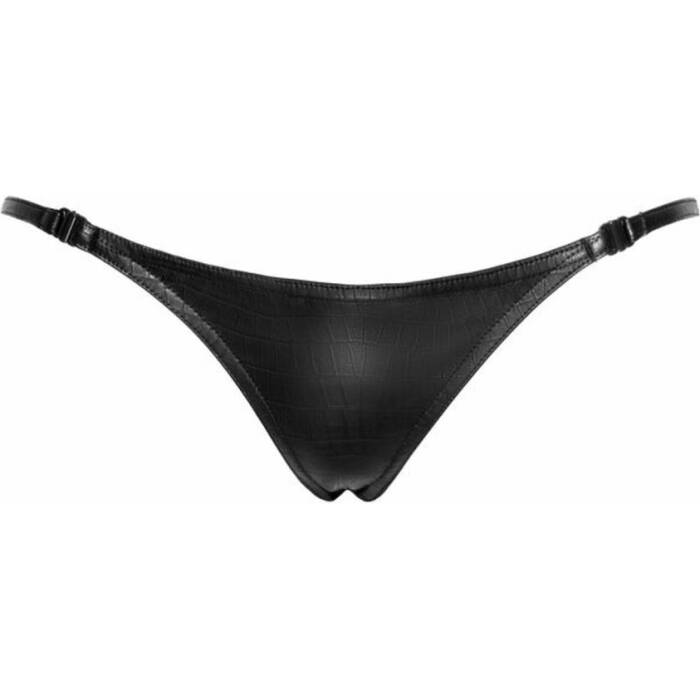 Трусики Noir Handmade P012 Wild crocodile wetlook thong with double opening - S