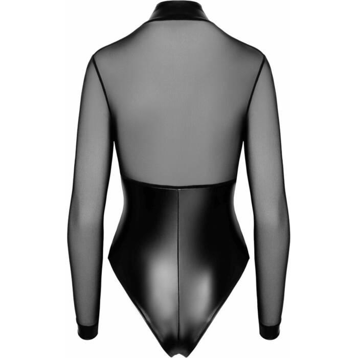 Боді Noir Handmade F321 Edge wetlook and mesh body with rings - S