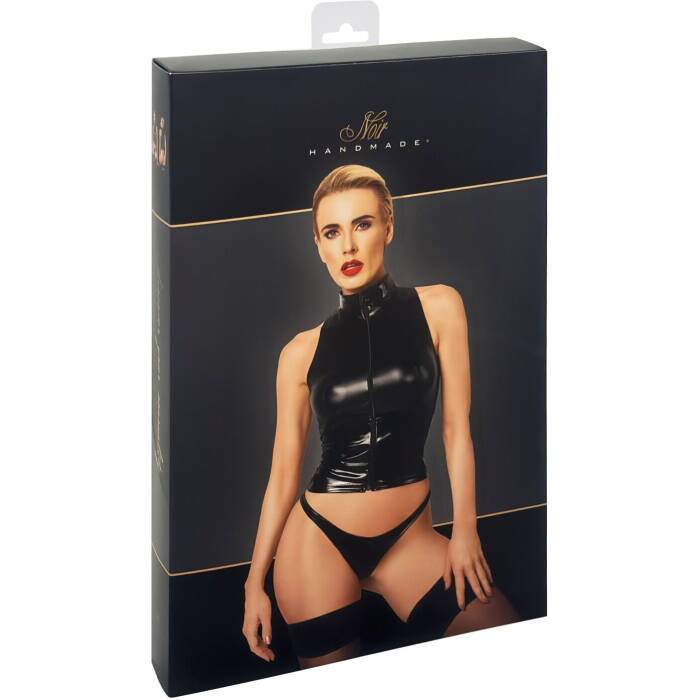 Топ Noir Handmade F324 Glam wetlook top with vinyl corset - XL