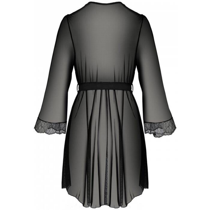 Пеньюар Passion AMBERLY PEIGNOIR black, XXL/XXXL, пояс у комплекті