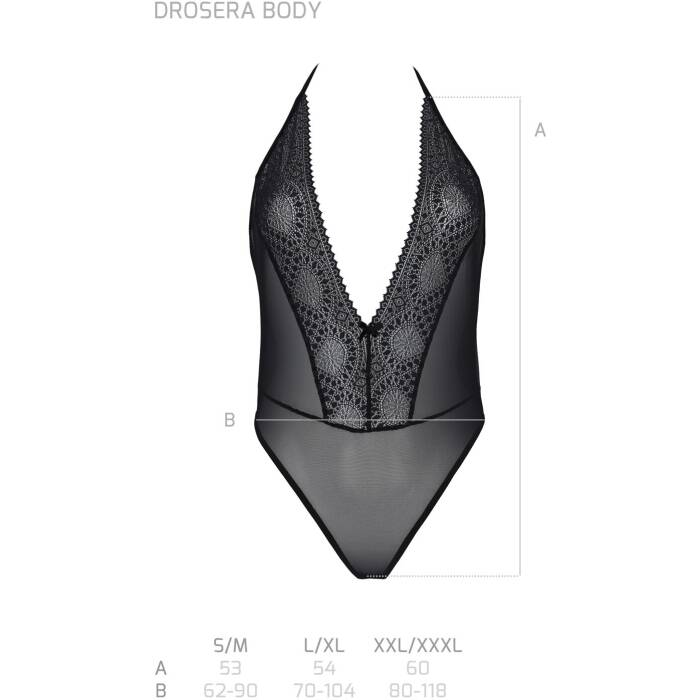 Боді Passion DROSERA BODY black, L/XL, високі вирізи, верх на зав’язках