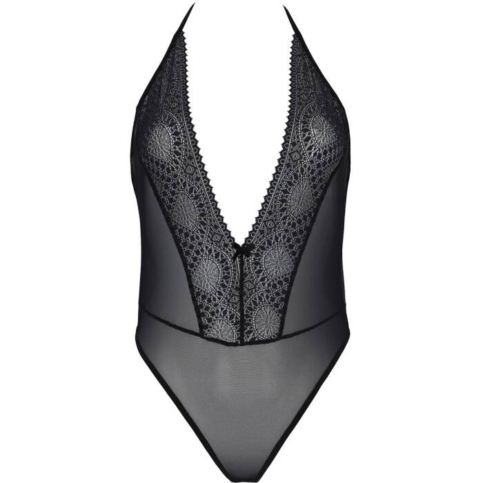 Боді Passion DROSERA BODY black, L/XL, високі вирізи, верх на зав’язках