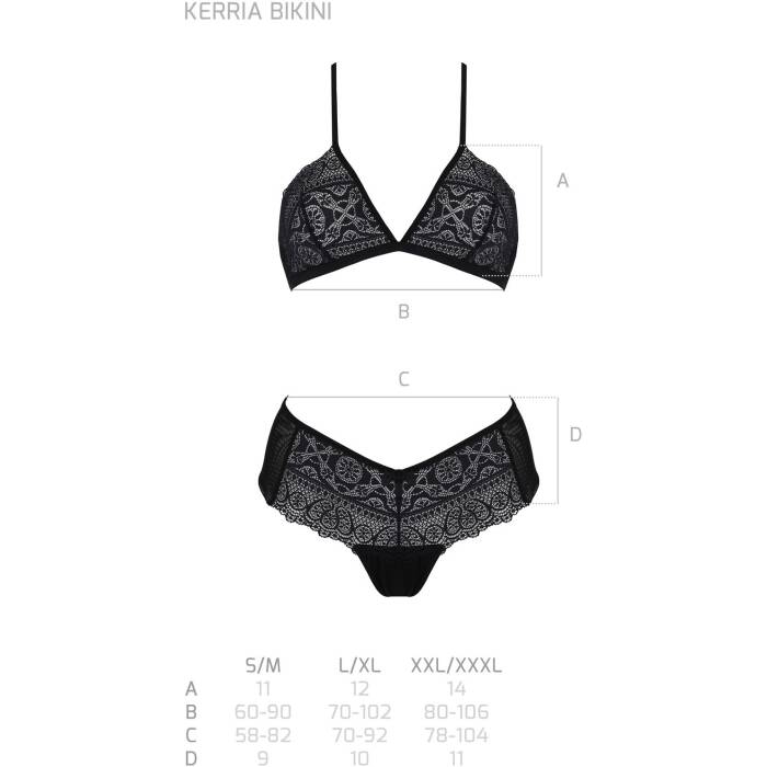 Комплект Passion KERRIA BIKINI black, L/XL, бралет і трусики-бікіні