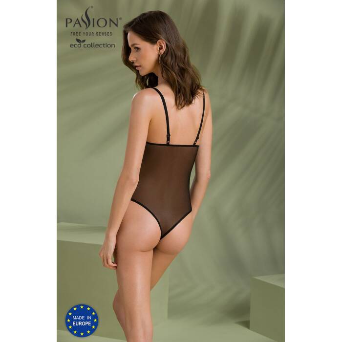 Боді Passion KERRIA BODY black, S/M, з високими вирізами та верхом балконет