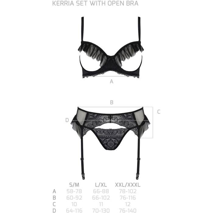 Комплект Passion KERRIA SET WITH OPEN BRA black S/M - ECO Passion