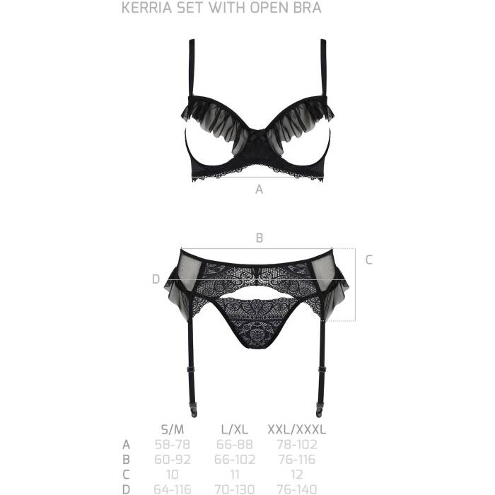 Комплект Passion KERRIA SET WITH OPEN BRA black XXL/XXXL - ECO Passion