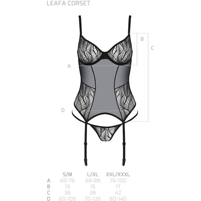 Корсет Passion LEAFA CORSET black L/XL - ECO Passion