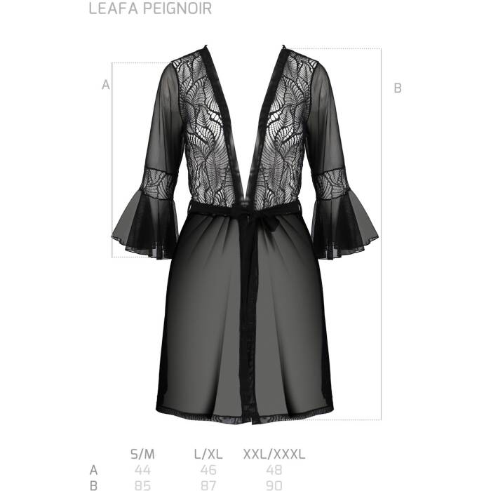 Пеньюар Passion LEAFA PEIGNOIR black L/XL - ECO Passion