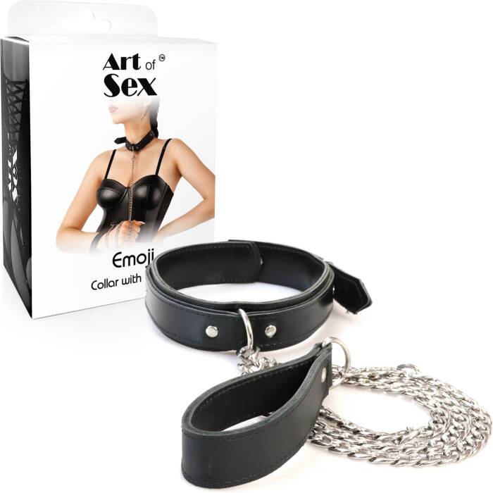 Нашийник з повідцем з екошкіри Art of Sex - Leash and Collar Emoji