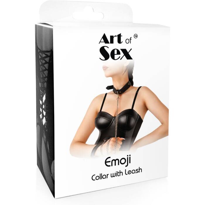 Нашийник з повідцем з екошкіри Art of Sex - Leash and Collar Emoji