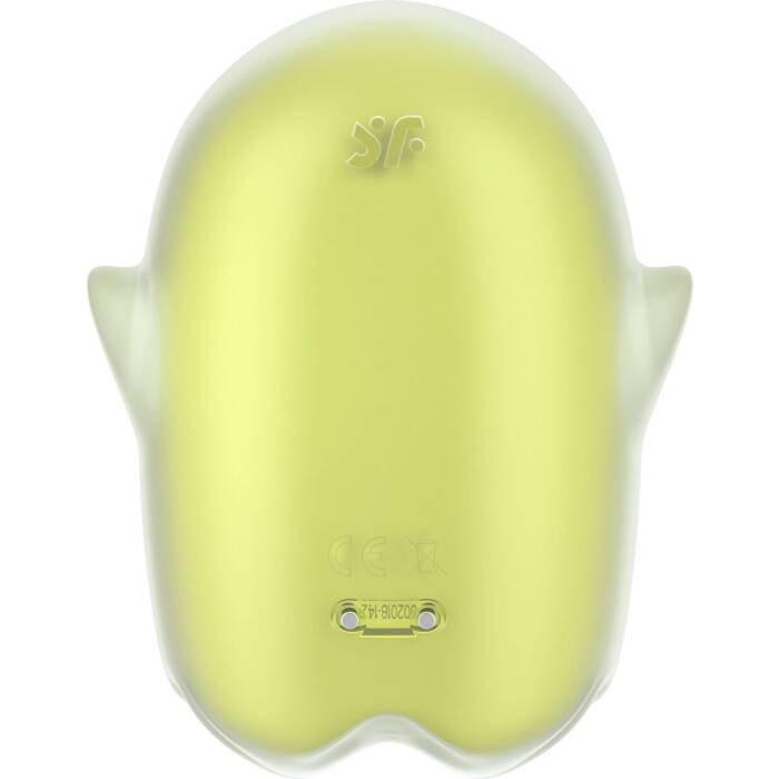 Вакуумний кліторальний стимулятор з вібрацією Satisfyer Glowing Ghost Yellow, світиться в темряві