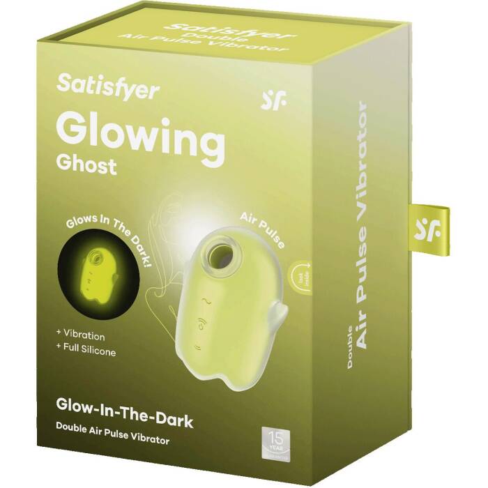 Вакуумний кліторальний стимулятор з вібрацією Satisfyer Glowing Ghost Yellow, світиться в темряві