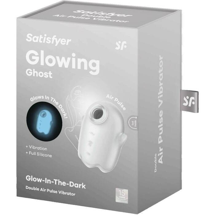 Вакуумний кліторальний стимулятор з вібрацією Satisfyer Glowing Ghost White, світиться в темряві