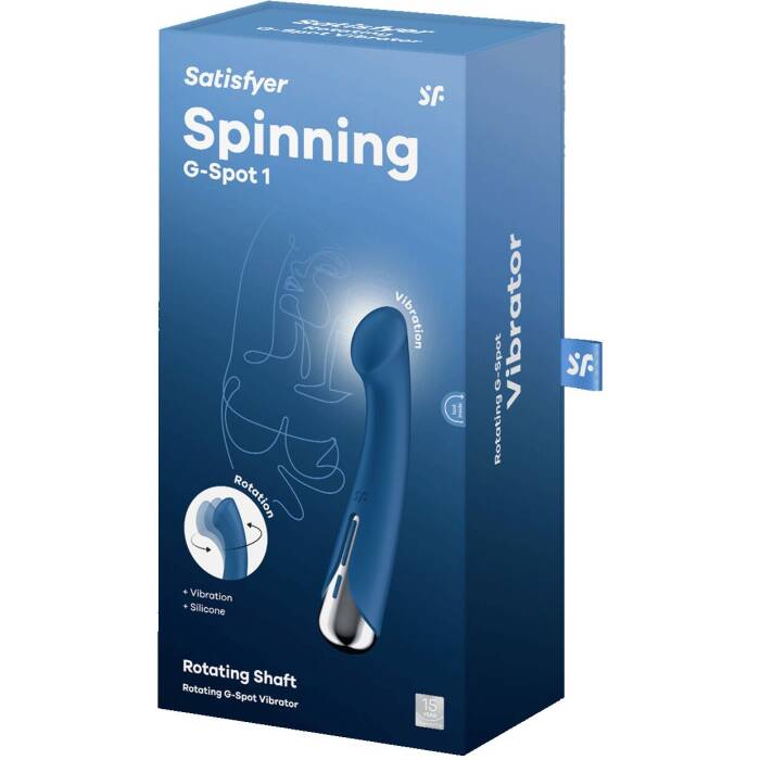 Вібратор з ротацією Satisfyer Spinning G-Spot 1 Blue, плоский майданчик для стимуляції точки G