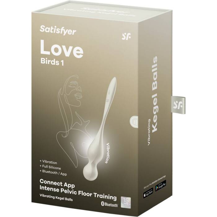 Вагінальні смарт-кульки з вібрацією Satisfyer Love Birds 1 Connect App White, 78 г