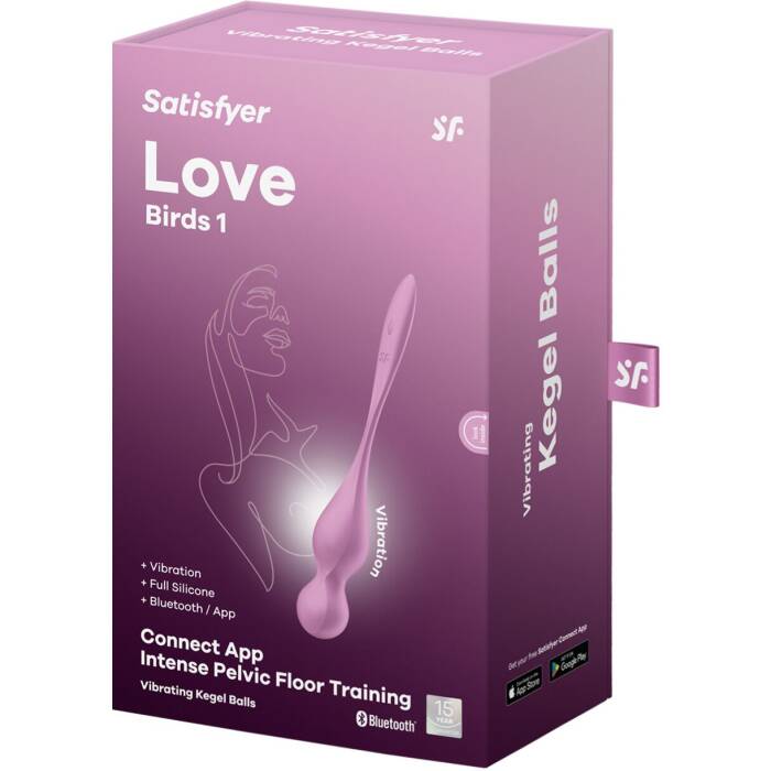 Вагінальні смарт-кульки з вібрацією Satisfyer Love Birds 1 Connect App Pink, 78 г