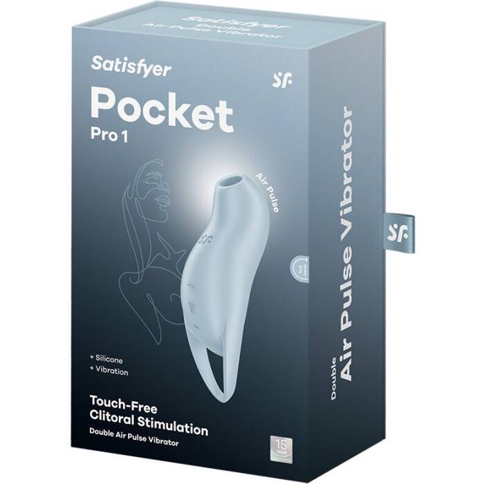 Вакуумний кліторальний стимулятор з вібрацією Satisfyer Pocket Pro 1 Blue