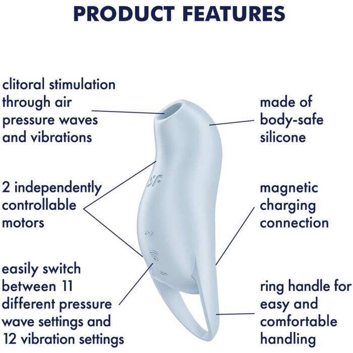 Вакуумний кліторальний стимулятор з вібрацією Satisfyer Pocket Pro 1 Blue
