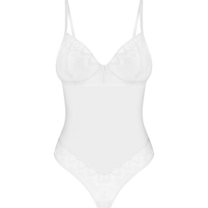 Боді Obsessive Alissium Teddy White, XS/S, ліф з м’якою чашкою, високі вирізи для ніг