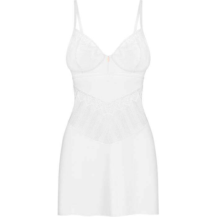 Пеньюар Obsessive Alissium chemise & thong, XL/2XL, мереживний ліф, стрінги в комплекті