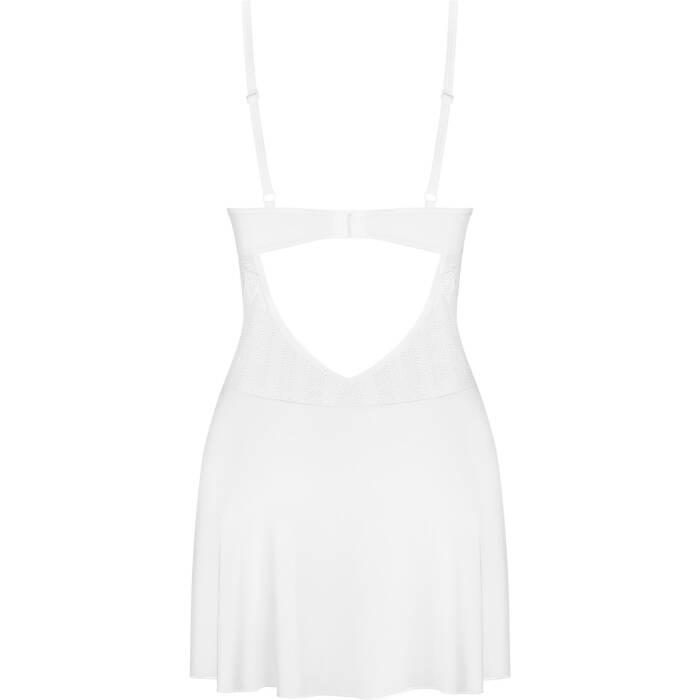 Пеньюар Obsessive Alissium chemise & thong, XL/2XL, мереживний ліф, стрінги в комплекті
