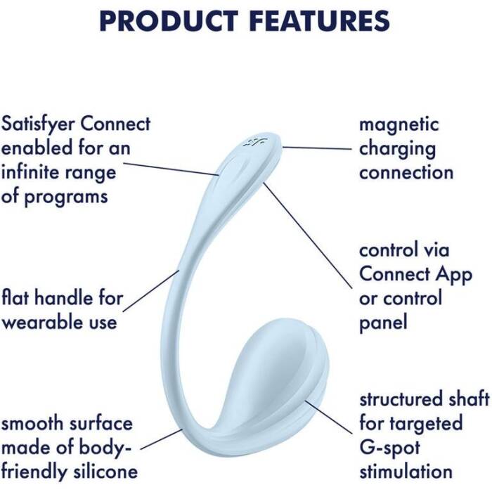 Смарт-віброяйце Satisfyer Smooth Petal Connect App Light Blue