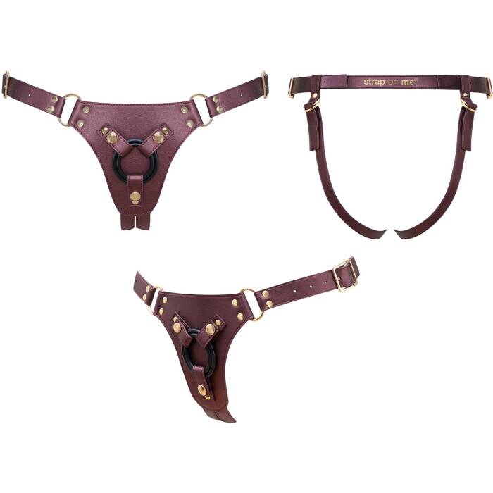 Трусики для страпона Strap-On-Me Leatherette Harness Generous - One Size - Aubergine