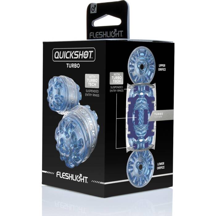 Мастурбатор Fleshlight Quickshot Turbo Blue Ice, компактний, чудово для пар і мінету