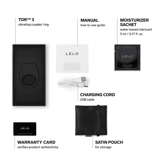 Ерекційне кільце з вібрацією LELO Tor 3 Black, керування зі смартфона