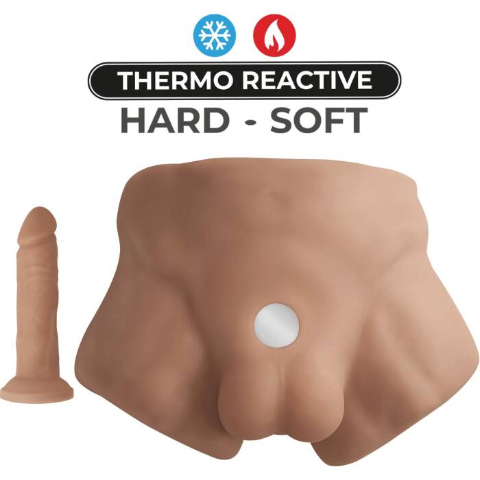 Півторс з фалоімітатором на присосці SilexD Apollo S Male Torso Caramel