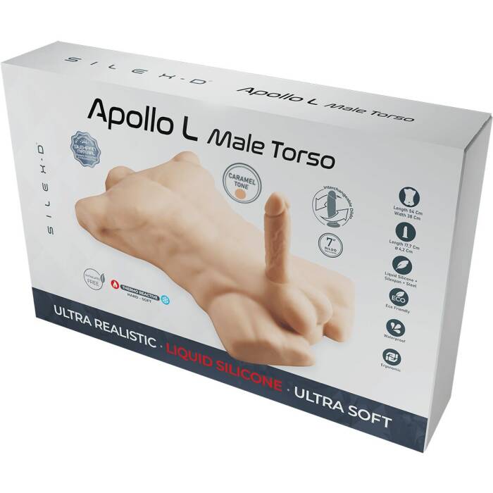 Торс з фалоімітатором на присосці SilexD Apollo L Male Torso Caramel