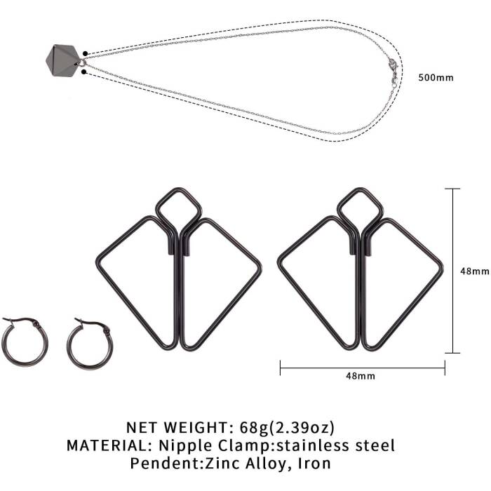 Затискачі для сосків з важкою підвіскою LOCKINK Nipple Clamps with Heavy Pendant - Grey