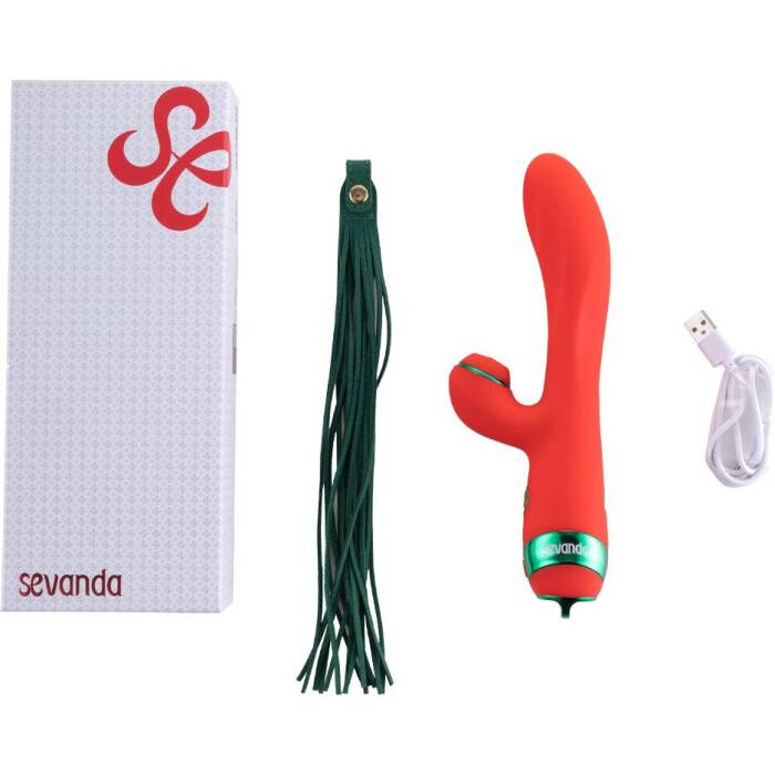 Вібратор-кролик з флогером LOCKINK SEVANDA Whip Vibrating Massage Wand - Red & Green