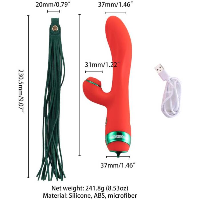 Вібратор-кролик з флогером LOCKINK SEVANDA Whip Vibrating Massage Wand - Red & Green