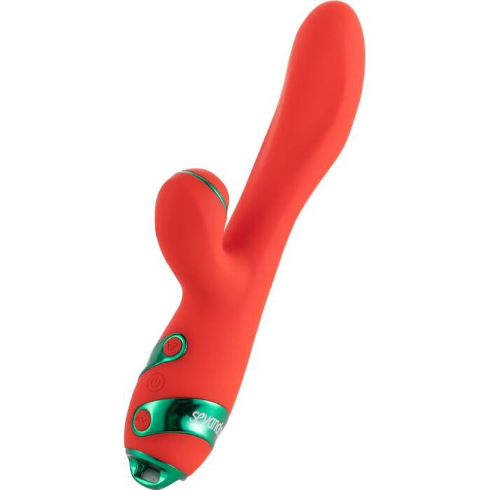 Вібратор-кролик з флогером LOCKINK SEVANDA Whip Vibrating Massage Wand - Red & Green