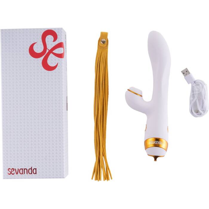 Вібратор-кролик з флогером LOCKINK SEVANDA Whip Vibrating Massage Wand - White & Golden