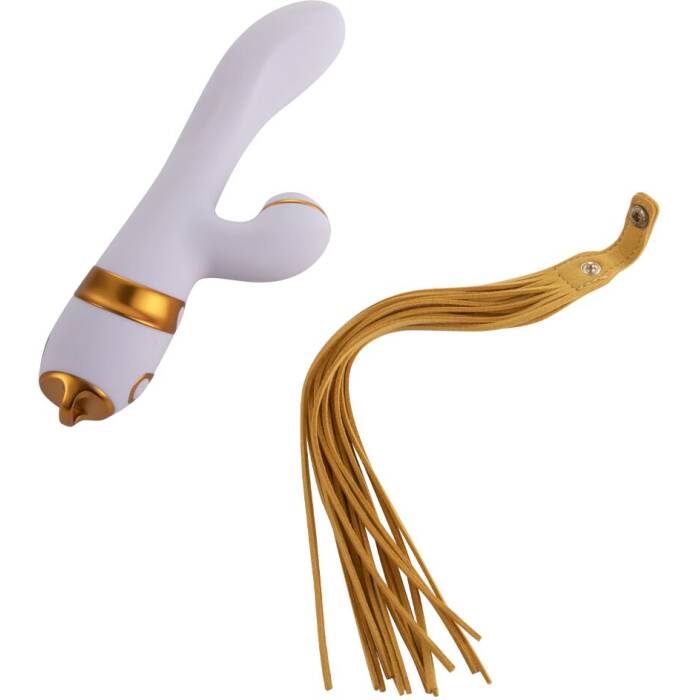 Вібратор-кролик з флогером LOCKINK SEVANDA Whip Vibrating Massage Wand - White & Golden