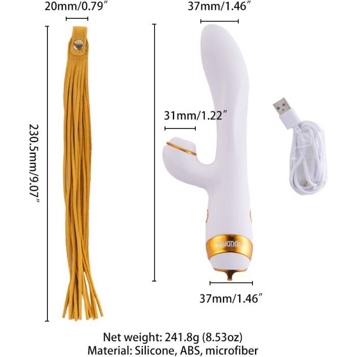 Вібратор-кролик з флогером LOCKINK SEVANDA Whip Vibrating Massage Wand - White & Golden