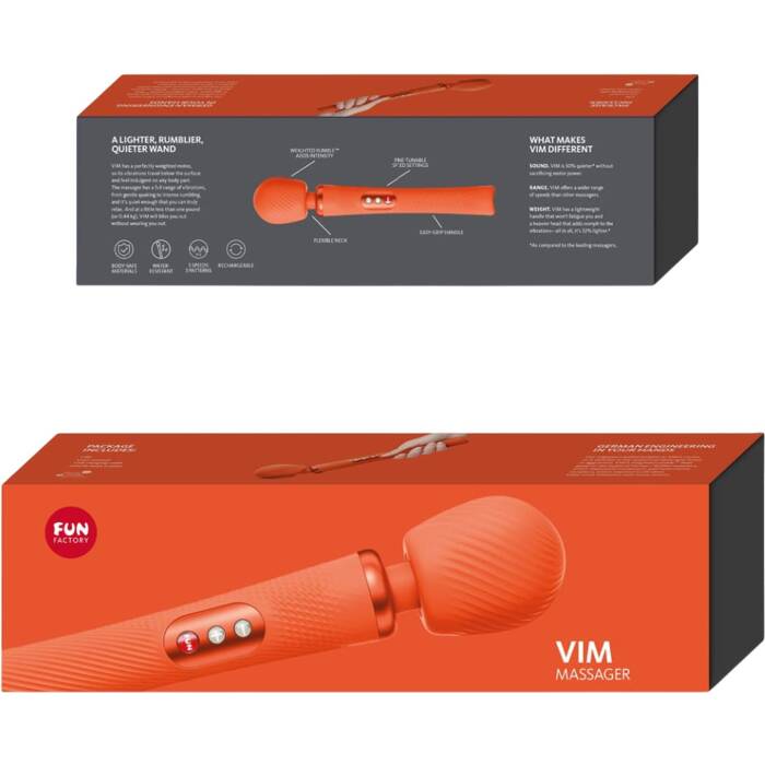 Вібромасажер Fun Factory VIM Vibrating Wand sunrise orange, суперпотужний та легкий, до 6 годин роботи