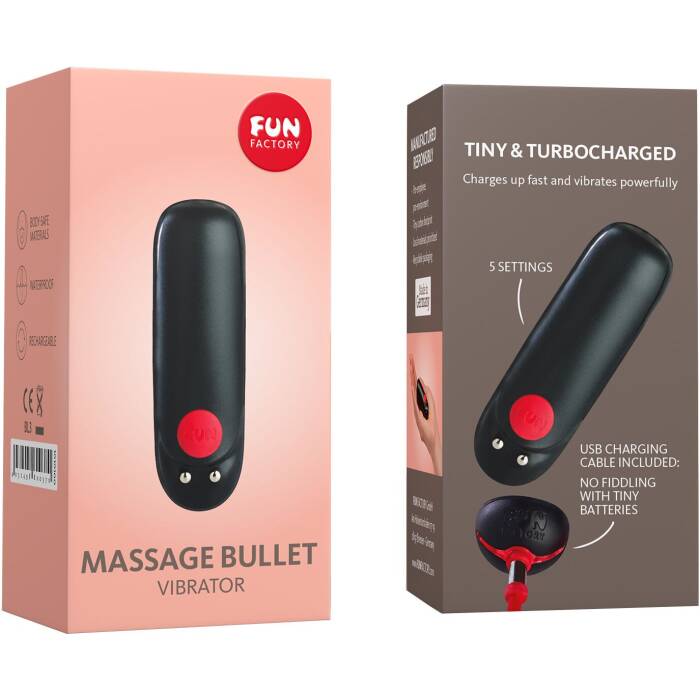 Віброкуля Fun Factory Massage BULLET, чорна, діаметр 2,5 см, 3 швидкості, 3 малюнки вібрації