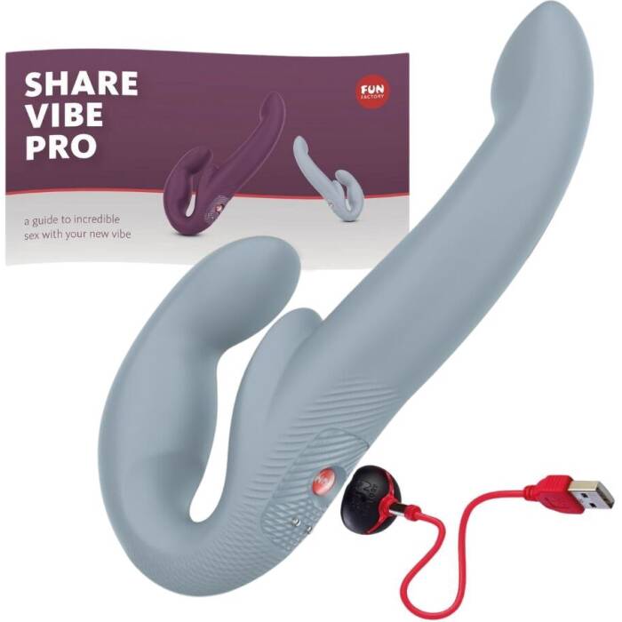 Безремінний страпон з вібрацією Fun Factory SHARE VIBE PRO cool grey, регульований