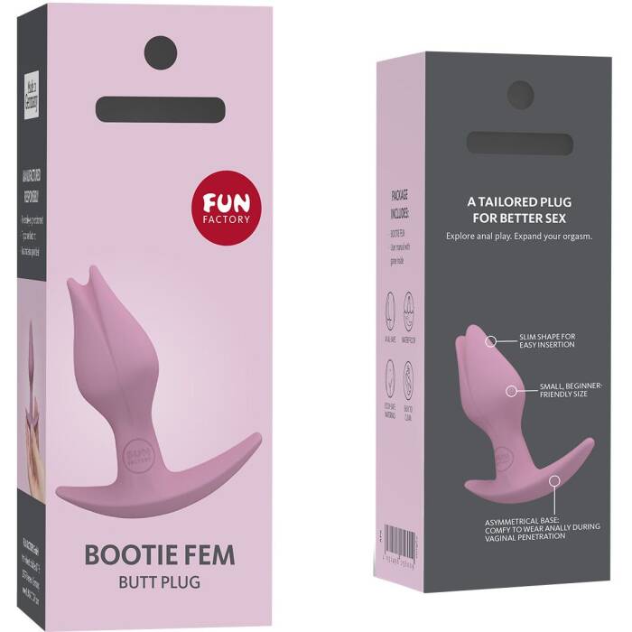 Анальна пробка Fun Factory BOOTIE FEM, рожева, у вигляді бутона, діаметр 2,9 см, тонкий обмежувач