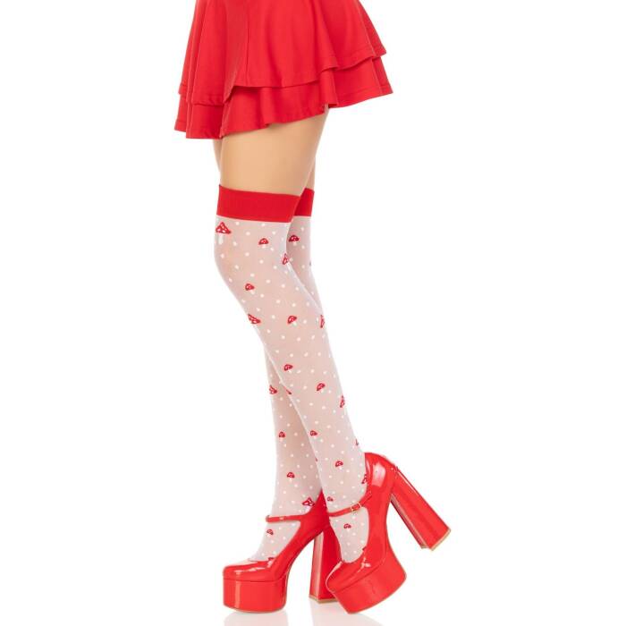 Панчохи Leg Avenue Polka Dot Mushroom Thigh Highs One Size