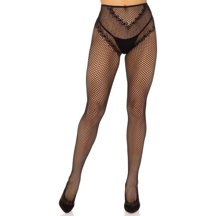 Панчохи Leg Avenue Crotchless Net Tights with Heart Backseam Black One Size