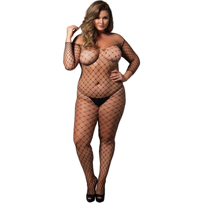 Бодістокінг Leg Avenue Off the shoulder bodystocking Black Queen Size