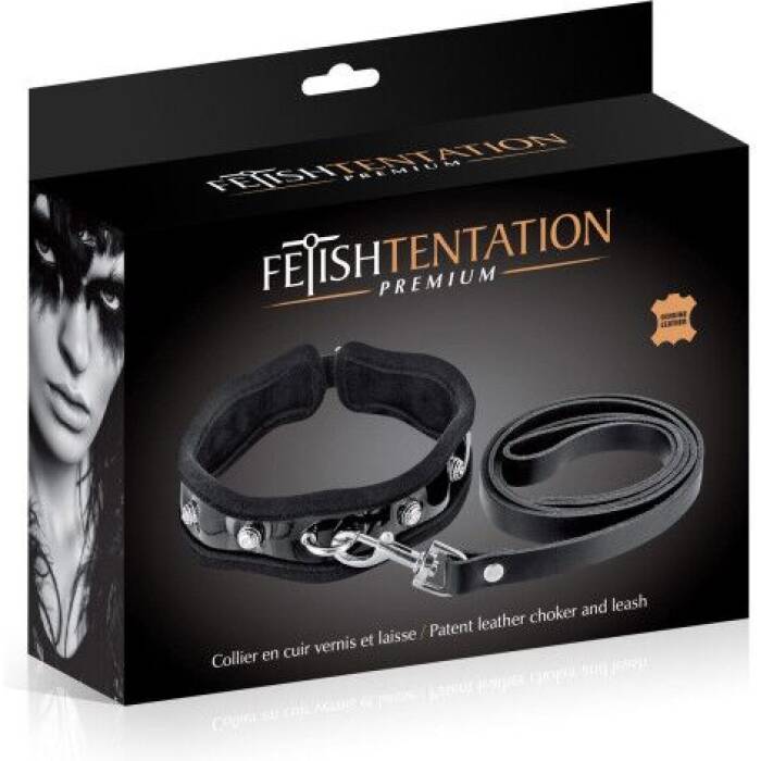 Повідець Fetish Tentation Premium Patent leather chocker and leash