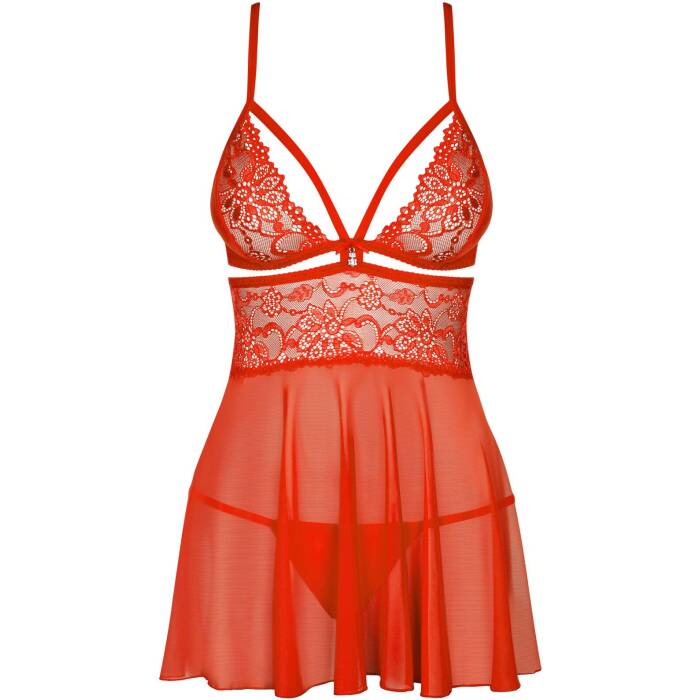 Бебі-дол Obsessive 838-BAB-3 babydoll & thong red L/XL