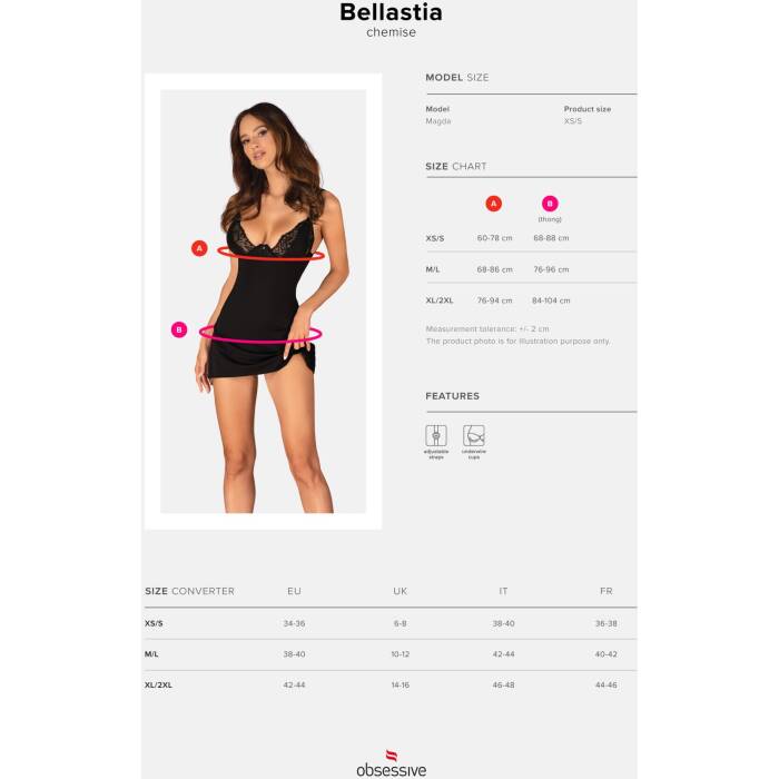 Сорочка Obsessive Bellastia chemise & thong M/L