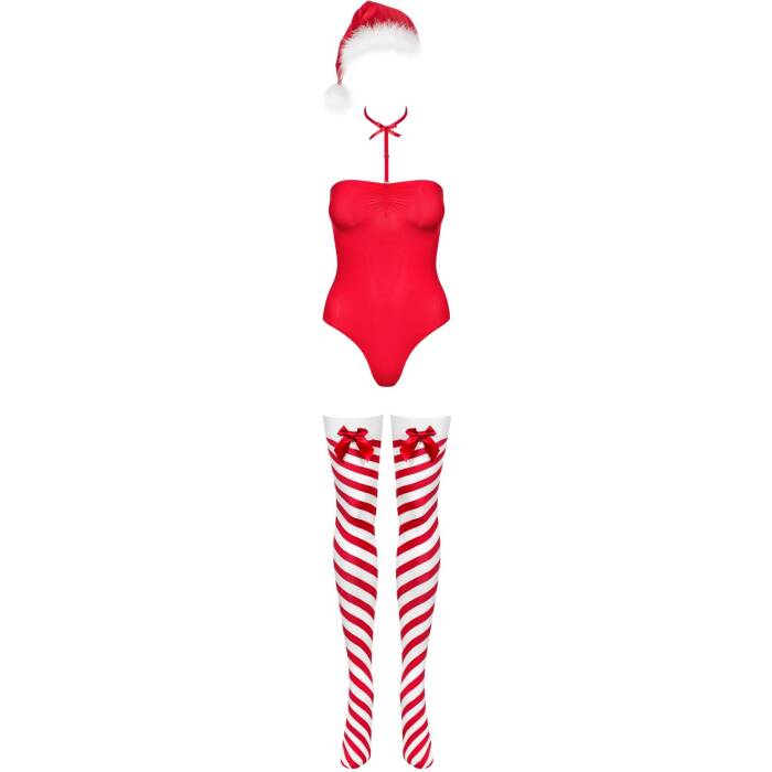 Боді Obsessive Kissmas teddy red S/M