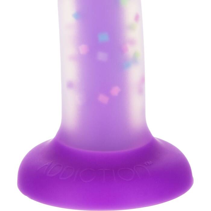 Фалоімітатор, що світиться в темряві, ADDICTION Rave 8″, Glow in the Dark Dildo Purple Confetti, 20,3 см